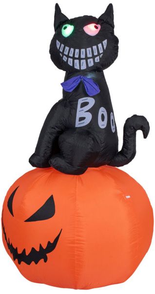 EUROPALMS Halloween Aufblasbare Figur Katze mit Kürbis, 183cm